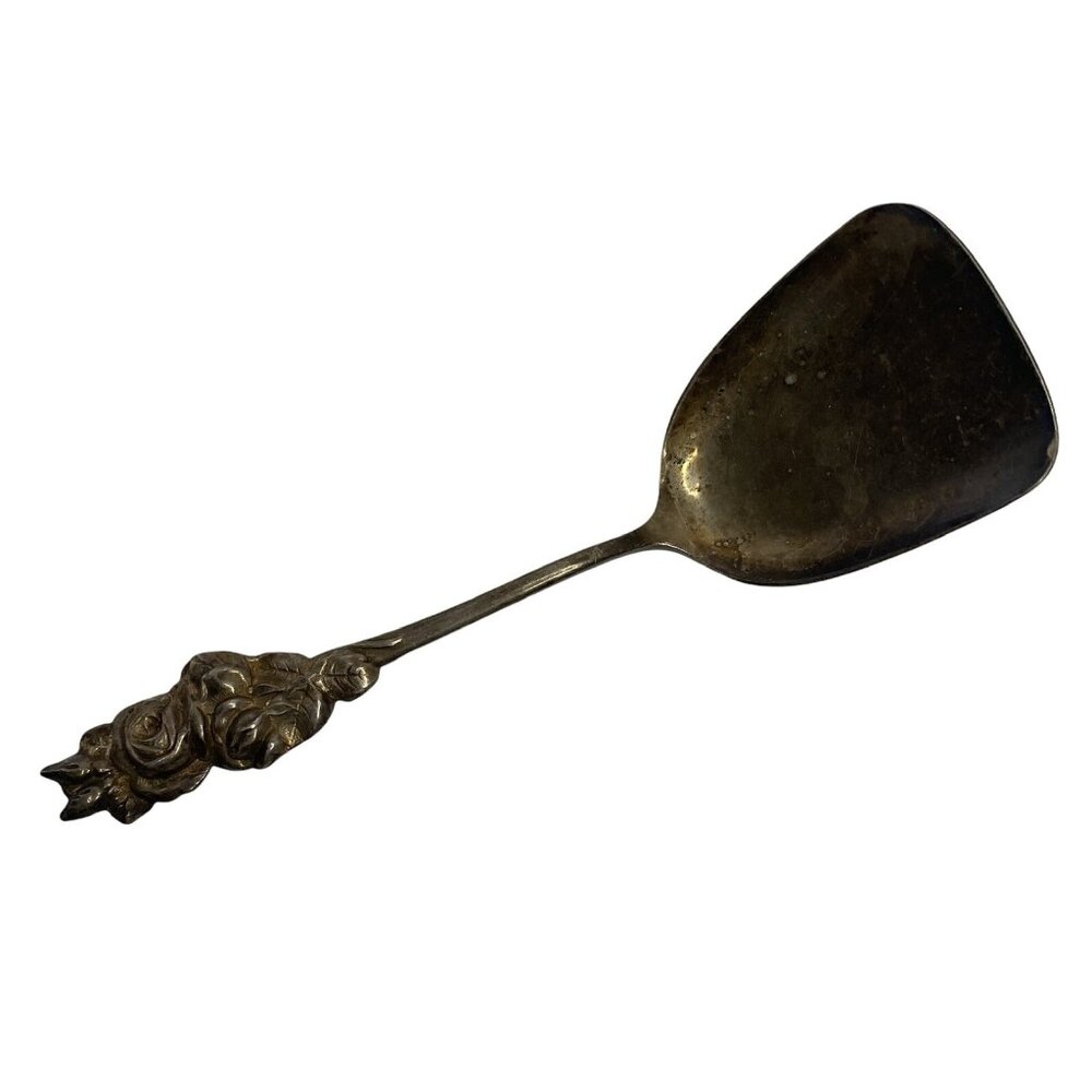 Reed & Barton Rose Leaf Silver Plated Shovel Sugar Spoon Collectible Vintage